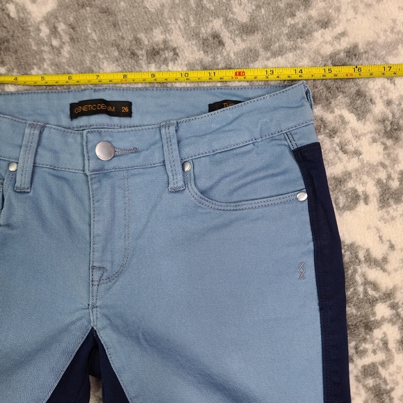 GENETIC DENIM Low Rise Blue Hyde Super Royal Two-tone Skinny - Picture 10 of 16